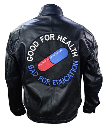Men’s black leather biker bomber jacket inspired by Akira’s Shotaro Kaneda