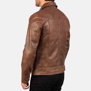 LAVENDARD BROWN LEATHER BIKER JACKET - Arvo