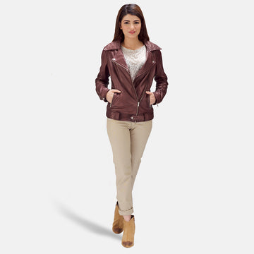 Elgin leather biker jacket in maroon – men’s stylish and durable motorcycle jacket with American streetwear appeal