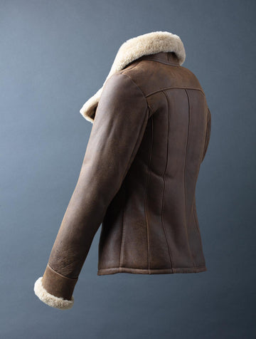 Kirkwall women’s aviator jacket in brown shearling leather with cozy collar
