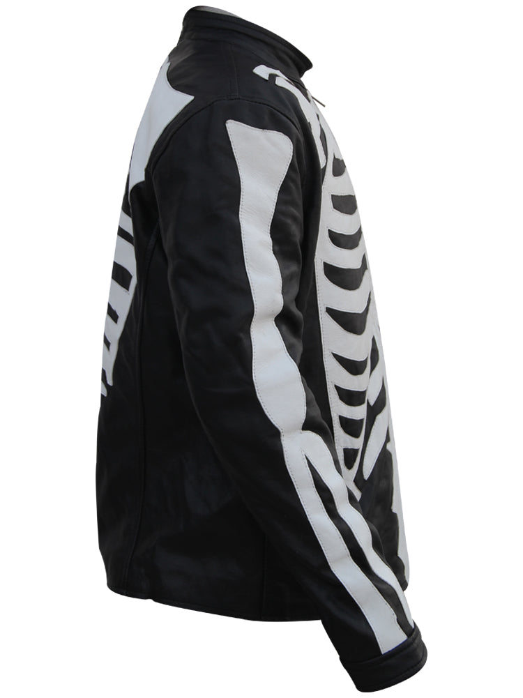 Skeleton Leather Jacket For Mens Motorcycle Bikers Costume - Arvo 