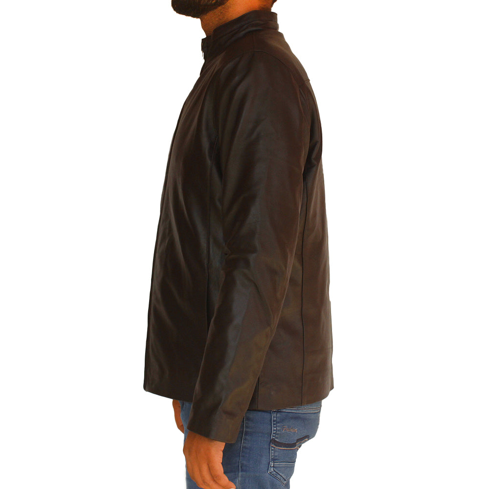 Men’s Halloween Motorhead leather jacket with skull and flame design

