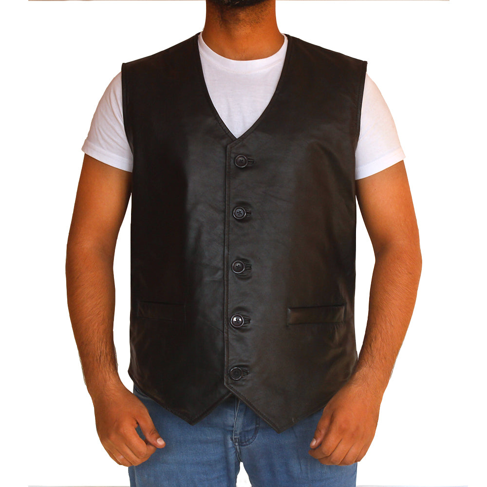 Men’s Cold Blooded leather jacket in black with sleek biker design

