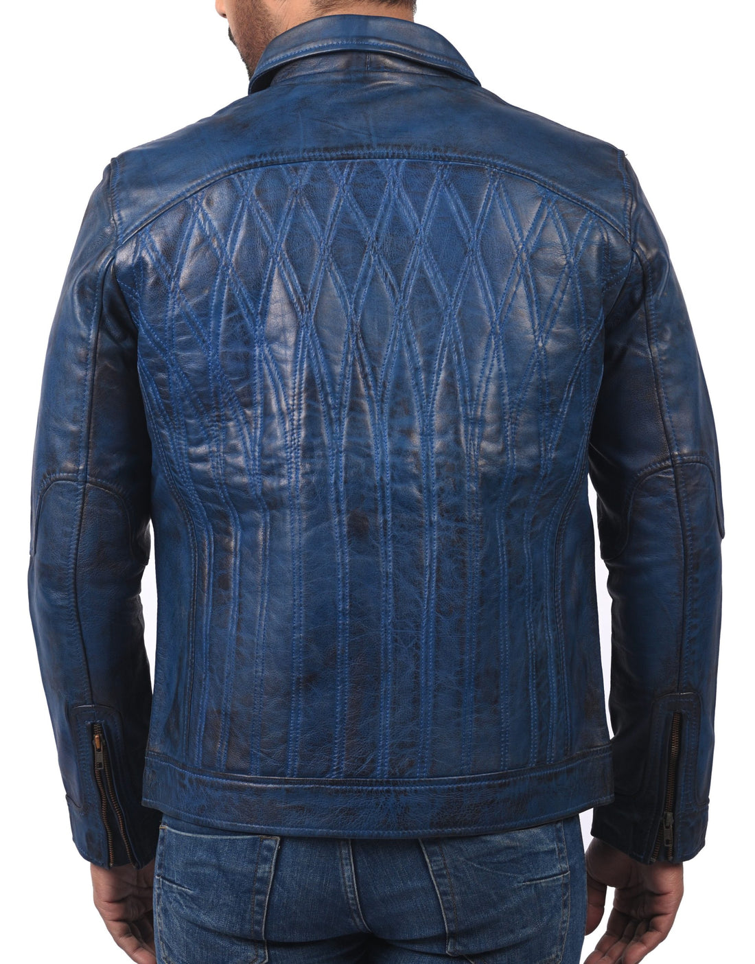 Racer Bikers vintage leather jacket in distressed brown with classic biker design

