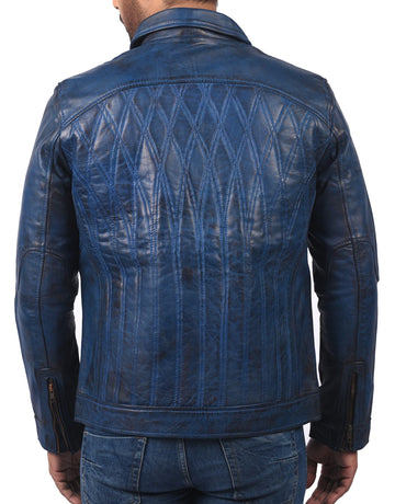 Racer Bikers vintage leather jacket in distressed brown with classic biker design

