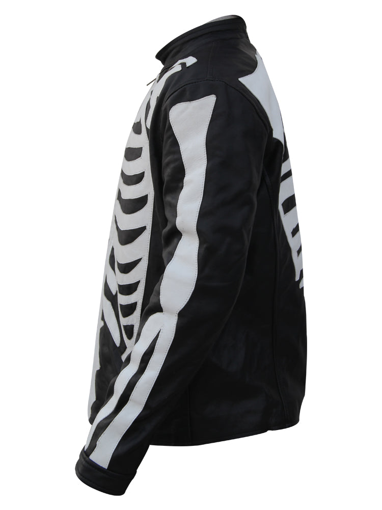 Skeleton Leather Jacket For Mens Motorcycle Bikers Costume - Arvo 