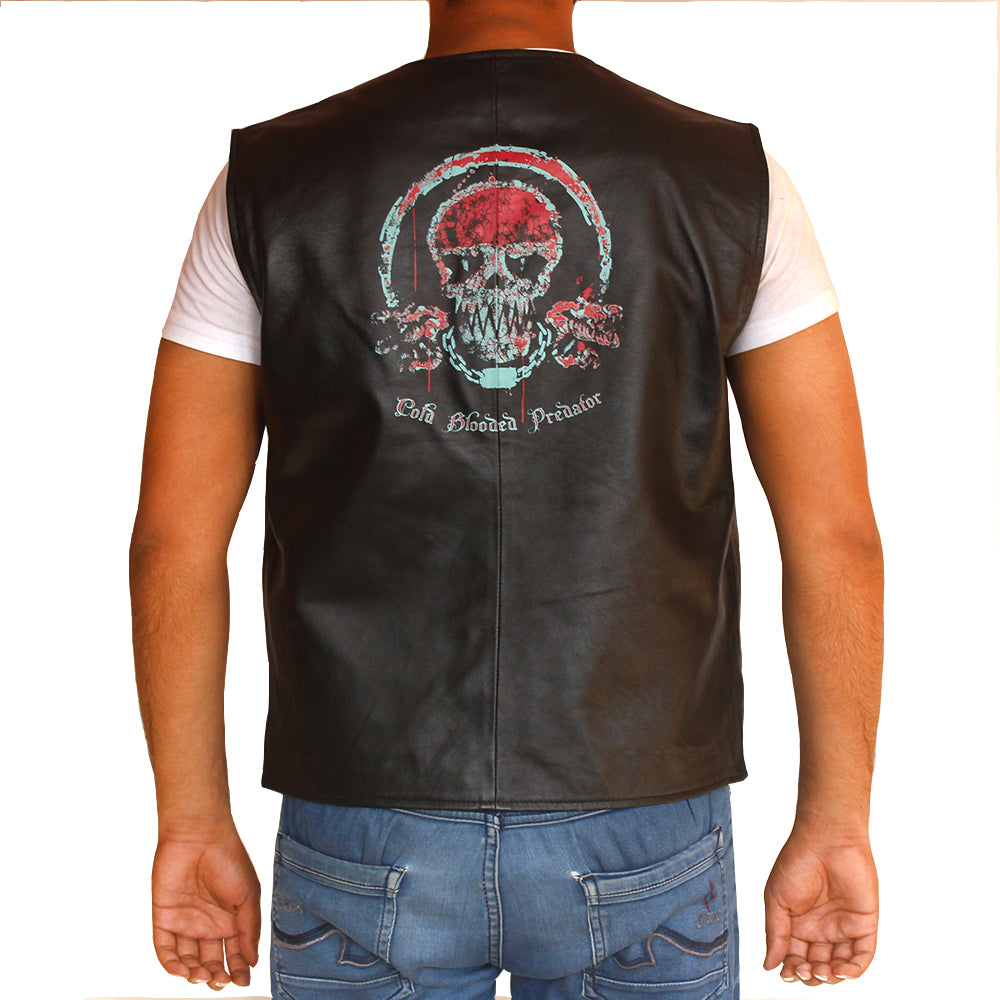 Men’s Cold Blooded leather jacket in black with sleek biker design

