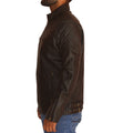 Men’s Halloween motorcycle leather jacket with spooky skull and flame graphics

