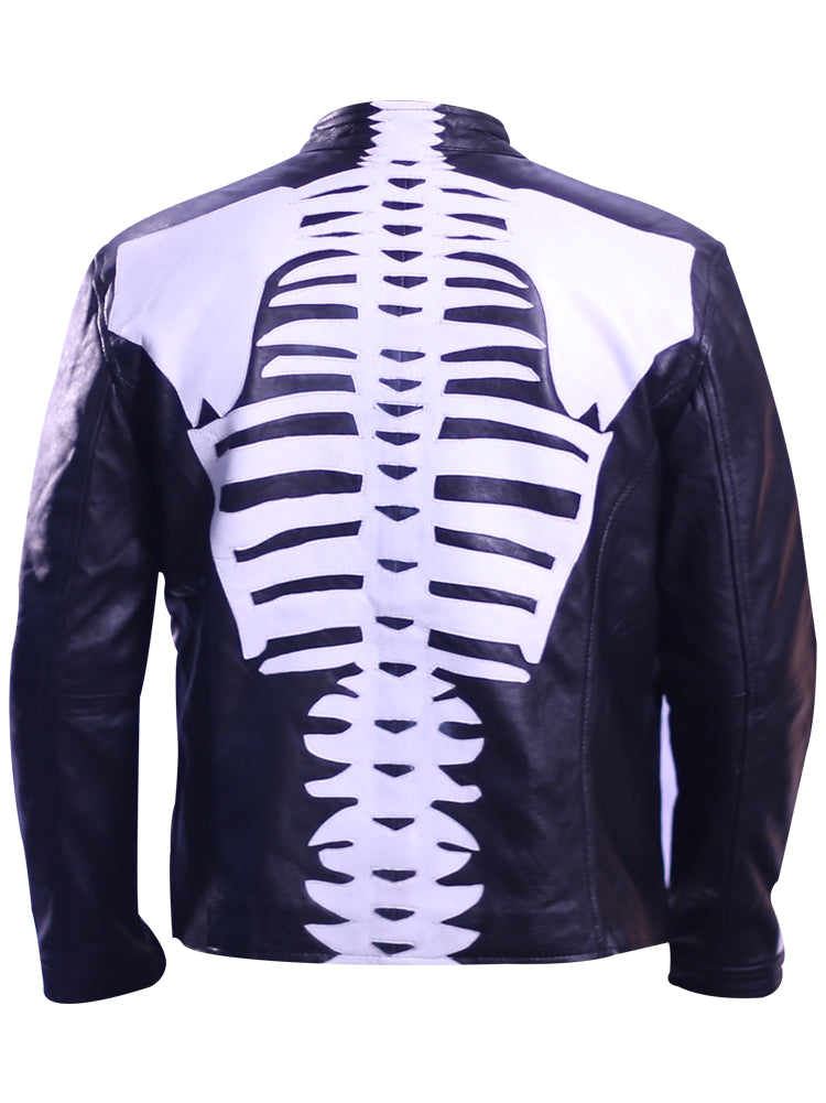 Skeleton Leather Jacket For Mens Motorcycle Bikers Costume - Arvo 