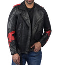 Blood Eagle black motorcycle leather jacket for men made from genuine cowhide

