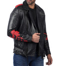 Blood Eagle black motorcycle leather jacket for men made from genuine cowhide

