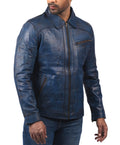 Racer Bikers vintage leather jacket in distressed brown with classic biker design

