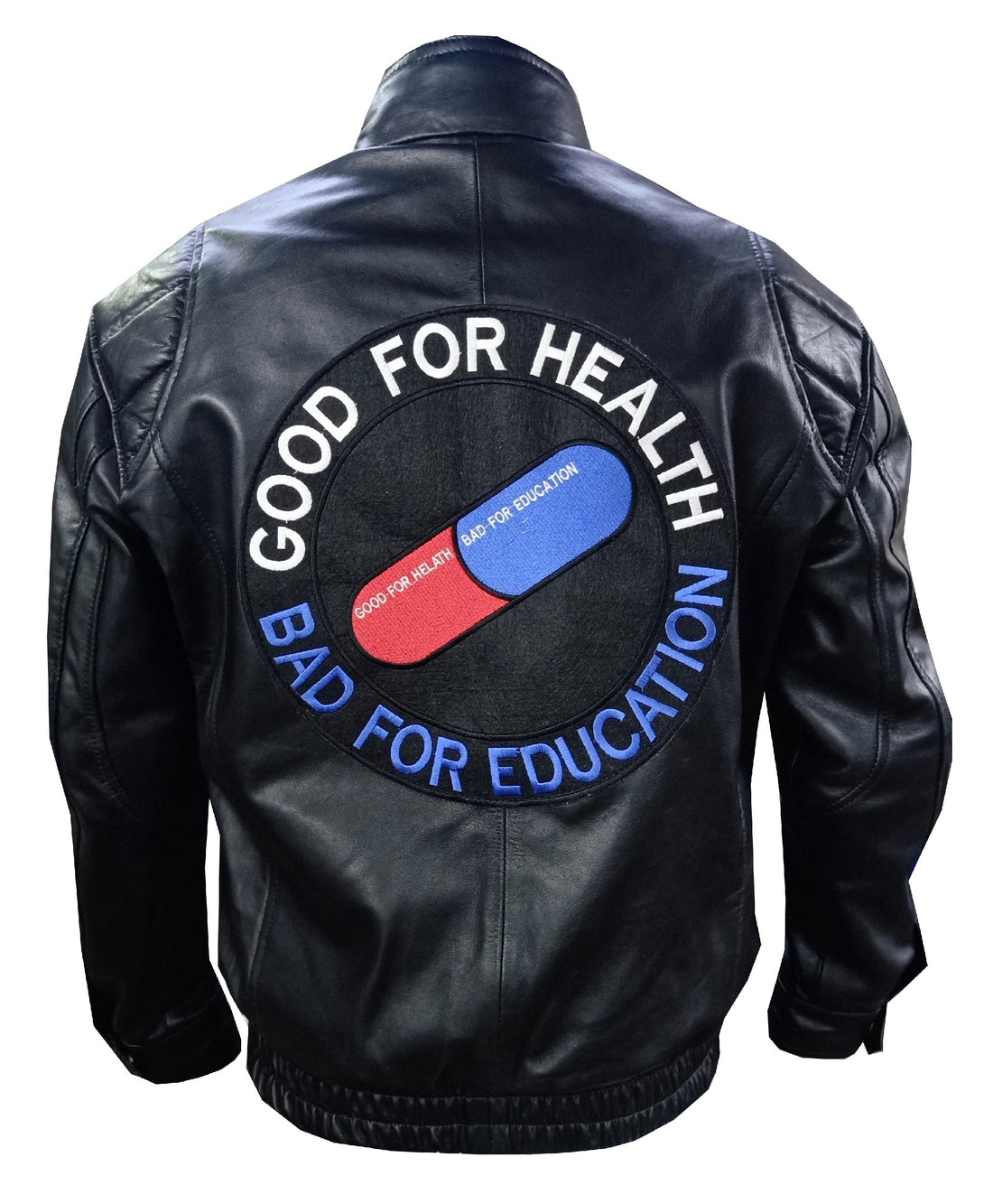 Men’s black leather biker bomber jacket inspired by Akira’s Shotaro Kaneda

