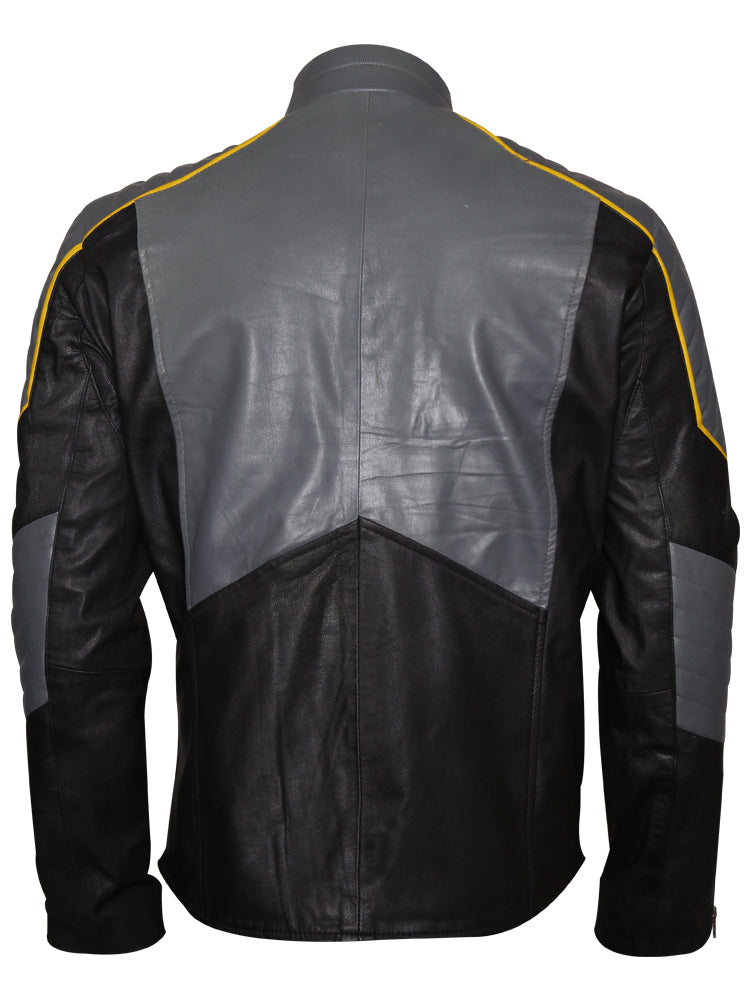 Batman vs Superman leather jacket with padded shoulders"

"Superhero cosplay jacket in faux or real leather"

"DC Comics-inspired leather jacket with stand collar"

"Black cosplay jacket for Batman or Superman fans"

"High-quality superhero costume jacket for men"

