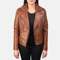 Forfar brown leather moto jacket – rugged men’s motorcycle jacket with classic American style


