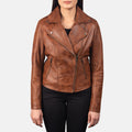 Forfar brown leather moto jacket – rugged men’s motorcycle jacket with classic American style


