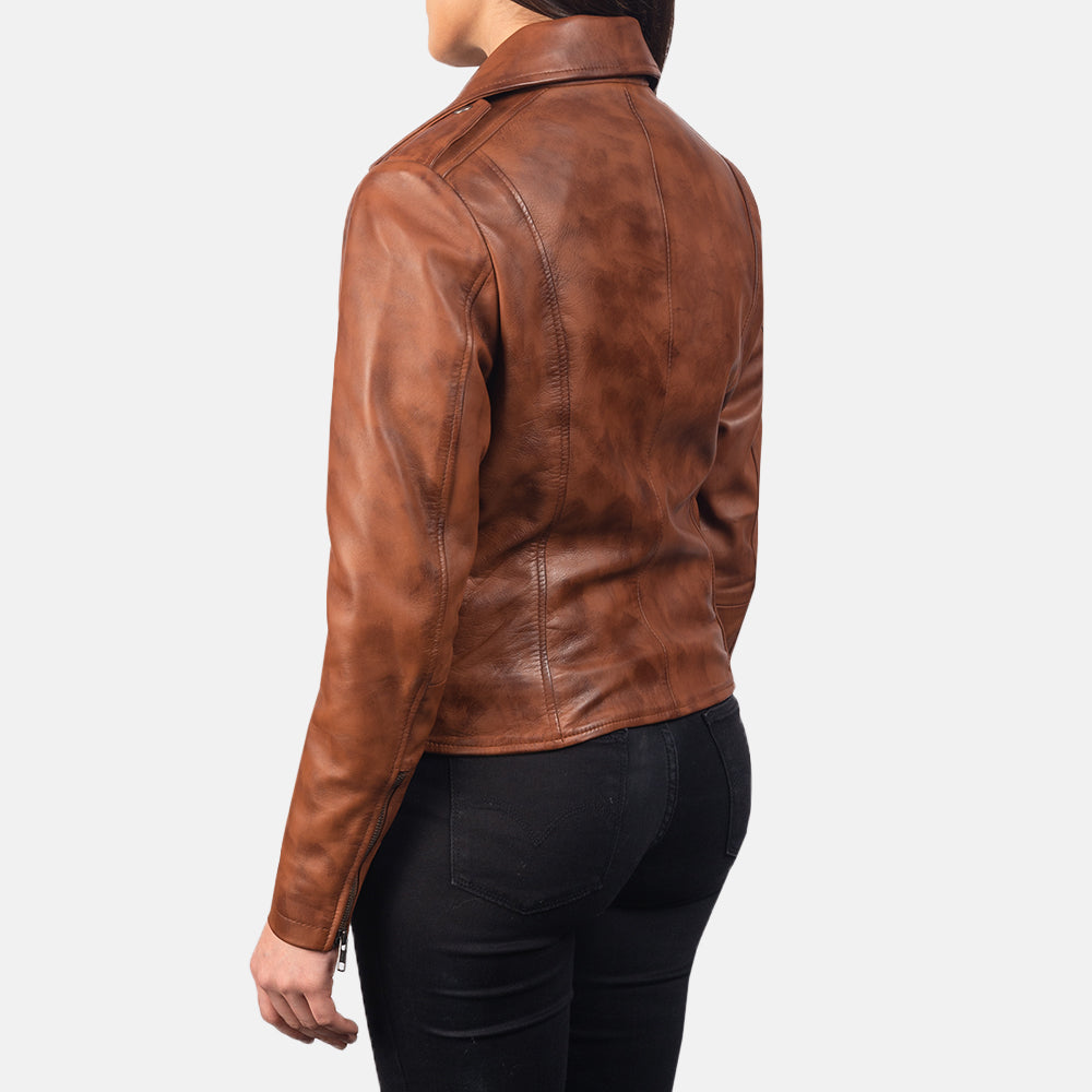 Forfar brown leather moto jacket – rugged men’s motorcycle jacket with classic American style

