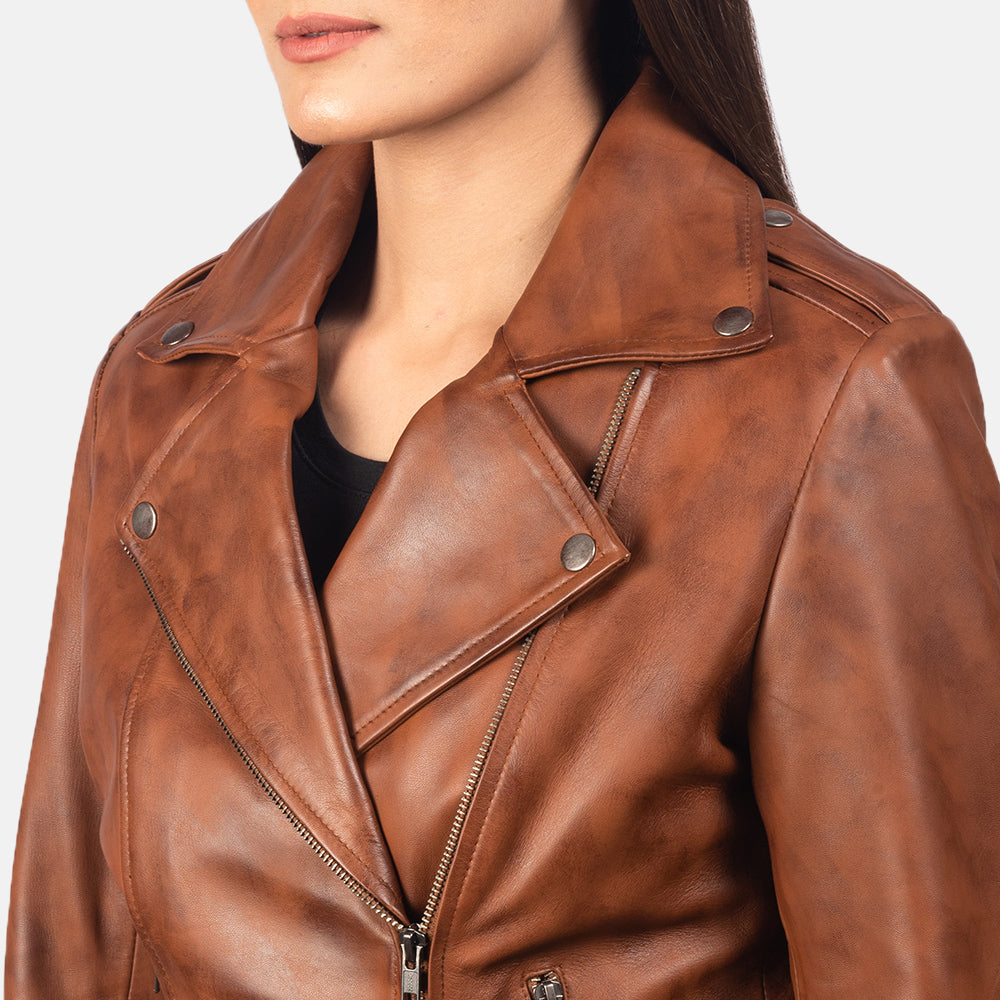 Forfar brown leather moto jacket – rugged men’s motorcycle jacket with classic American style

