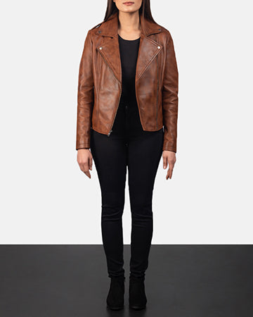 Forfar brown leather moto jacket – rugged men’s motorcycle jacket with classic American style

