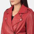 Hamilton women’s red biker jacket – bold leather motorcycle jacket designed for American street style

