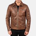 LAVENDARD BROWN LEATHER BIKER JACKET - Arvo 