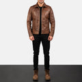 LAVENDARD BROWN LEATHER BIKER JACKET - Arvo 