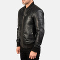 MA-1 BLACK LEATHER BOMBER JACKET - Arvo 