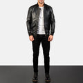 MA-1 BLACK LEATHER BOMBER JACKET - Arvo 