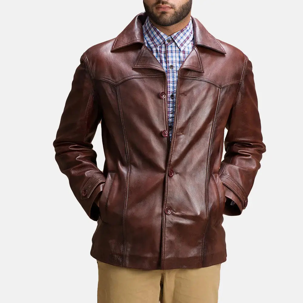 VINCENT ALLEY BROWN LEATHER JACKET - Arvo 