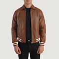 WALTON BROWN LEATHER VARSITY JACKET - Arvo 