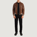 WALTON BROWN LEATHER VARSITY JACKET - Arvo 