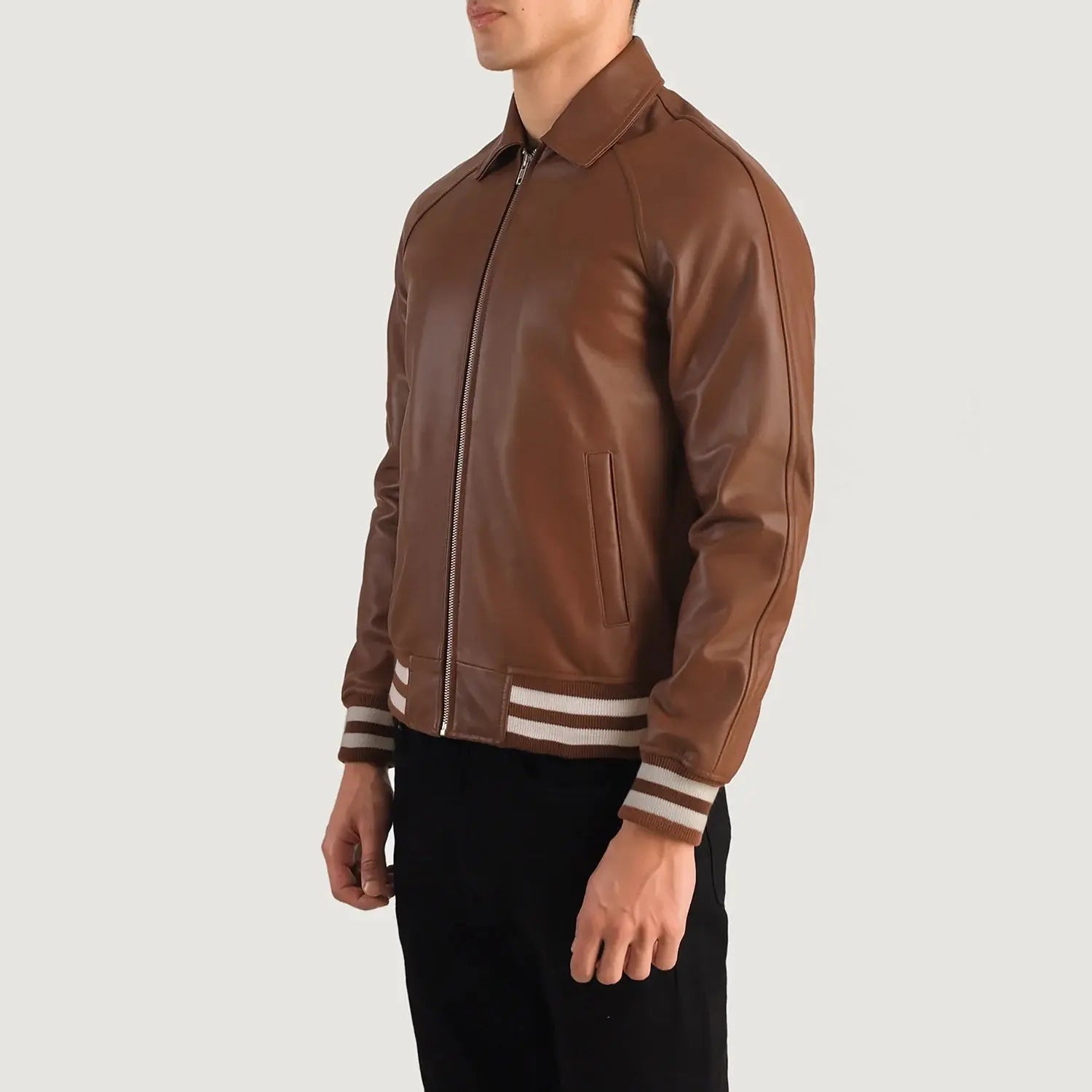 WALTON BROWN LEATHER VARSITY JACKET - Arvo 