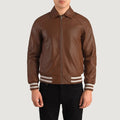 WALTON BROWN LEATHER VARSITY JACKET - Arvo 