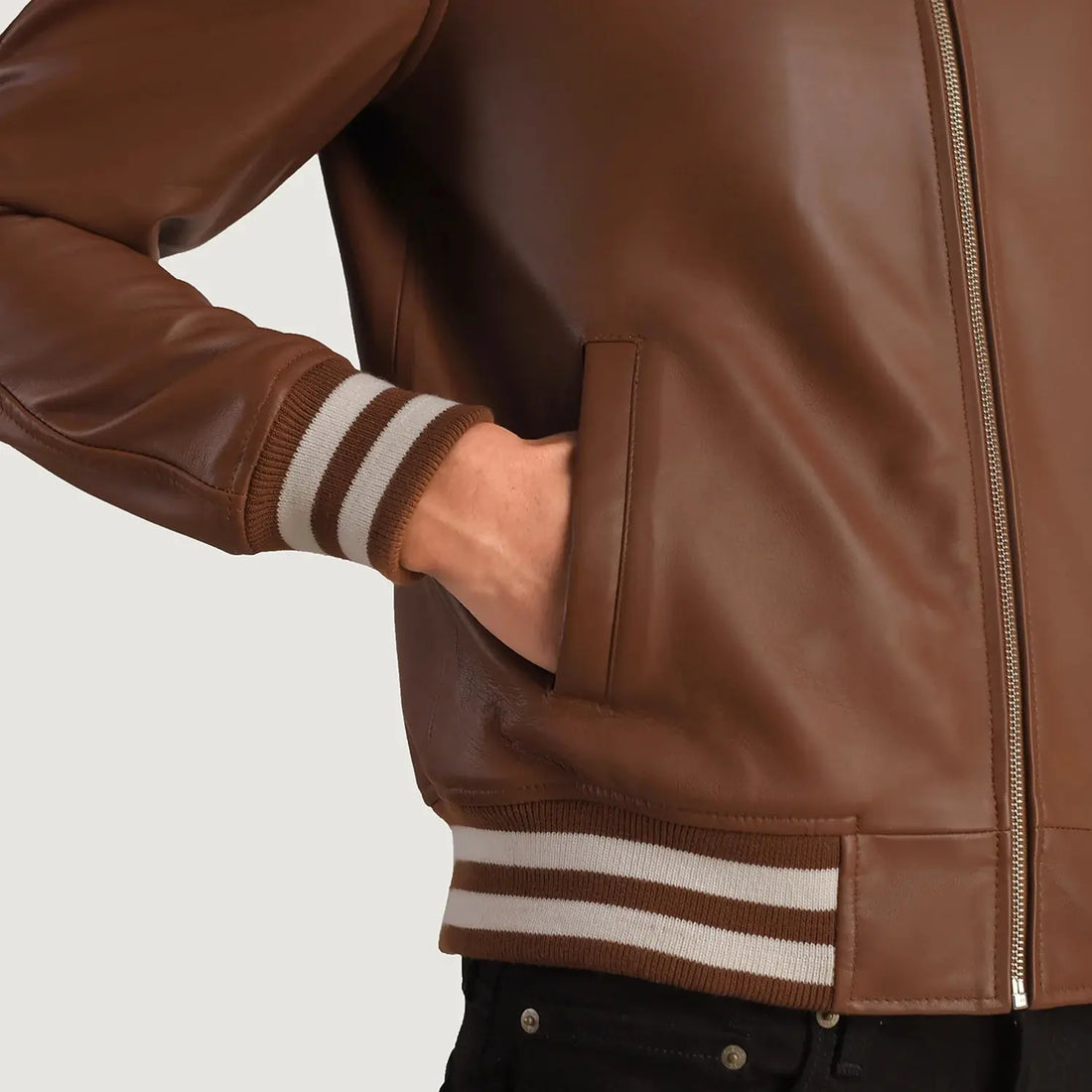 WALTON BROWN LEATHER VARSITY JACKET - Arvo 