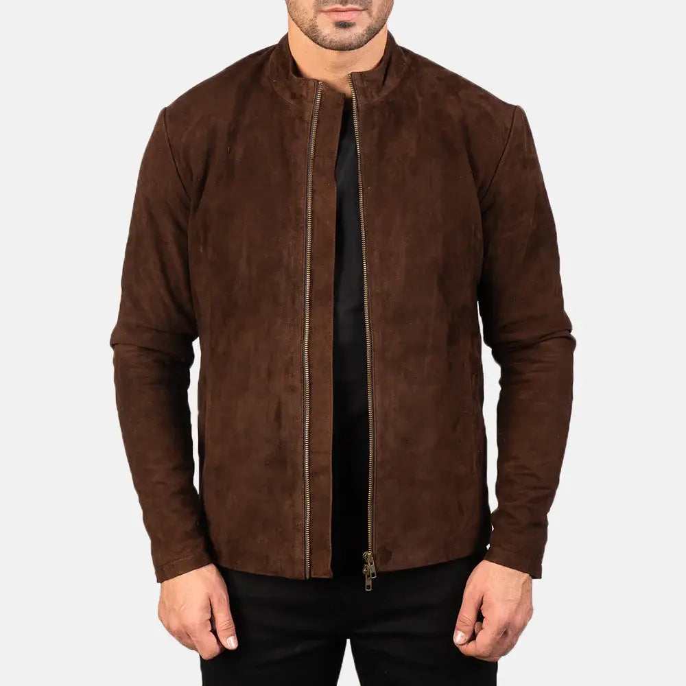 CHARCOAL MOCHA SUEDE BIKER JACKET - Arvo 