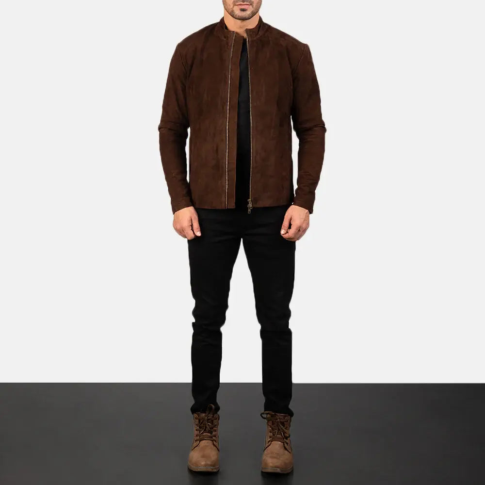 CHARCOAL MOCHA SUEDE BIKER JACKET - Arvo 