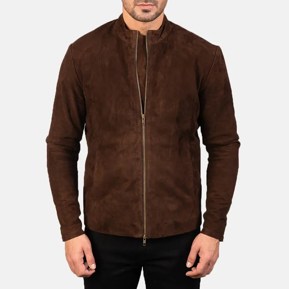 CHARCOAL MOCHA SUEDE BIKER JACKET - Arvo 
