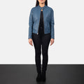 Grangemouth blue leather moto jacket – stylish men’s motorcycle jacket with bold American streetwear vibe

