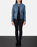 Grangemouth blue leather moto jacket – stylish men’s motorcycle jacket with bold American streetwear vibe


