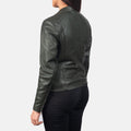 Kincardine green women’s biker jacket – stylish leather motorcycle jacket with bold American streetwear flair

