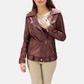 Elgin leather biker jacket in maroon – men’s stylish and durable motorcycle jacket with American streetwear appeal