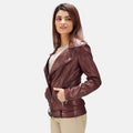 Elgin leather biker jacket in maroon – men’s stylish and durable motorcycle jacket with American streetwear appeal