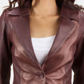 Oban women’s leather blazer in black – stylish tailored blazer with premium leather for American fashion

