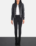 Front view of Dumfries women’s black leather bomber jacket – modern outerwear for U.S. street style

Dumfries women’s bomber jacket in black leather – bold, American-inspired fashion piece

Close-up of Dumfries black leather texture – premium bomber jacket for women in the United States

Model wearing Dumfries black bomber jacket – stylish women’s leather outerwear for everyday wear in the USA

Back of Dumfries women’s bomber jacket in black – minimalist, durable leather jacket with U.S. fashion appeal