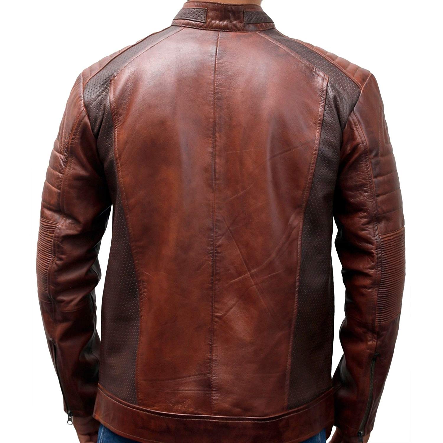 Mens Brown Cafe Racer Jacket - Arvo 
