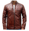 Mens Brown Cafe Racer Jacket - Arvo 