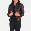 Front view of Dingwall brown bomber jacket – rugged men’s leather outerwear for U.S. fall and winter fashion

Dingwall men’s bomber jacket in brown – vintage-inspired flight jacket for American streetwear style

Close-up of brown leather texture on Dingwall bomber jacket – durable, high-quality outerwear for U.S. customers

Model wearing Dingwall brown bomber jacket – timeless aviator look for men in the United States

Back of Dingwall bomber jacket in brown – classic men’s bomber jacket with American herit