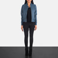 Annan women's bomber jacket in blue – stylish lightweight outerwear for women in the USA, perfect for casual and streetwear looks