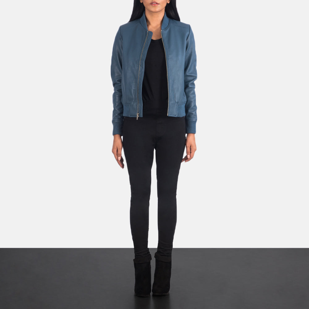 Annan women's bomber jacket in blue – stylish lightweight outerwear for women in the USA, perfect for casual and streetwear looks