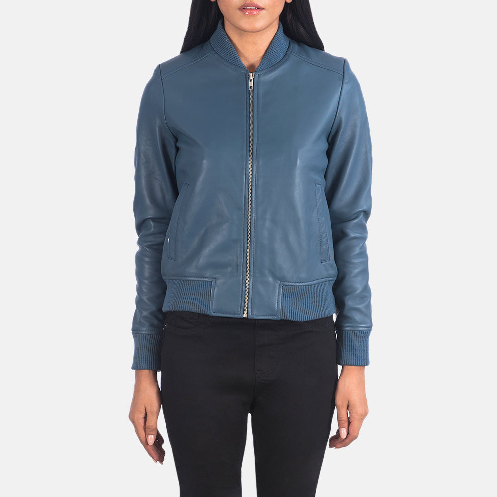Annan women's bomber jacket in blue – stylish lightweight outerwear for women in the USA, perfect for casual and streetwear looks